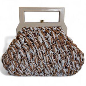 1950s/60s Woven Raffia Handbag Purse — Mid-Century Picnic Chic
